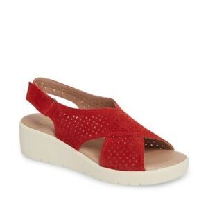 JOHNSTON & MURPHY Red Suede Sling Back Sandals